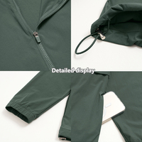 Veste coupe-vent homme automne demi-zip hydrofuge col montant pour randonnée en plein air, en nylon et élasthanne, personnalisable avec logo, vente en gros