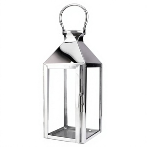 Decorative Metal <b>Lantern</b> with Glass Panels for Home Living Room Wedding Party and Table Centerpiece Decoration - Product Image 1