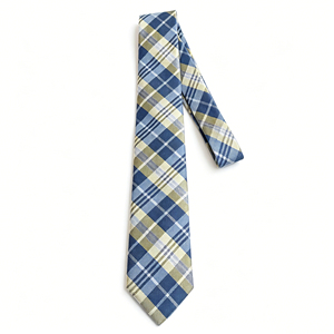 <span class=keywords><strong>Cravate</strong></span> personnalisable pour <span class=keywords><strong>homme</strong></span> en mélange de polyester à carreaux écossais bleu marine et <span class=keywords><strong>beige</strong></span>, idéale pour les occasions formelles ou décontractées. - Product Image 2