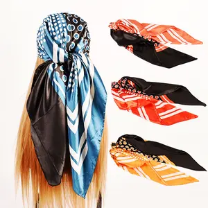 Best Deals 35 x 35 Women Square Silk Like Hair Scarf Head Sleeping Wrap Satin Headscarf