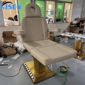 KISEN Electric Facial Bed Professional Stainless Steel Gold 4 Motors Curved Salon Spa Lash Bed Massage <b>Table</b> Facial Beauty Bed - Product Image 4
