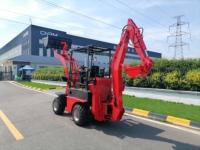 Mini Escavatore Caricatore 4WD Certificato CE EPA, Trattore Compatto con Retroescavatore, Piccolo Escavatore Agricolo con Motore Euro 5