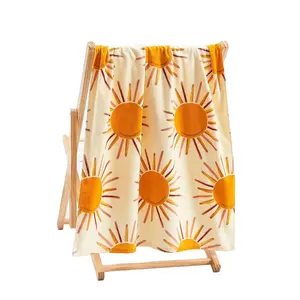 Premium High Quality 100% cotton Soft Beach Towel Pool velour custom design Luxury towel beach manufacturer