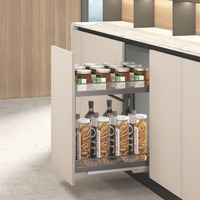 TKK Vente directe en gros, étagère à épices à double couche avec fermeture douce intégrée, panier coulissant, organisateur d'étagères pour armoire de cuisine