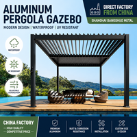 Pergola en aluminium avec toit à lamelles résistant au vent et ignifuge, pour jardin, hôtel, communauté et villa en bord de mer