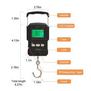 Portable Digital Hanging Scale 75kg 10g LCD Display Built-In <b>Tape</b> Measure for Travel Outdoor Use - Product Image 4