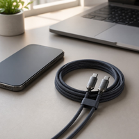 Kabel Pengisian Cepat USB-A ke USB-C 1m 48-Spindle Nylon Braided, Kabel Sinkronisasi Data Tipe-C yang Tahan Lama untuk Android.