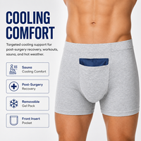 Calzoncillos bóxer para hombre con bolsillo frontal extraíble para paquete de gel, refrescantes, cómodos, para sauna, posquirúrgicos, alivio para clima cálido, OEM