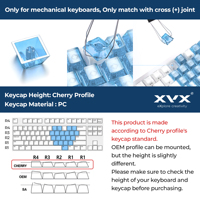 XVX Fizz Kit Cerise Profil Bleu Coeur En Plastique Keycaps 21-Key Anglais Personnalisé DIY Mignon Personnel