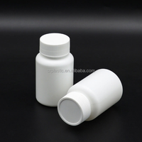 Bouteille de pilules et de vitamines en HDPE blanc opaque recyclable et écologique de 80 ml avec logo personnalisé, sérigraphiée, pour emballages médicaux de capsules