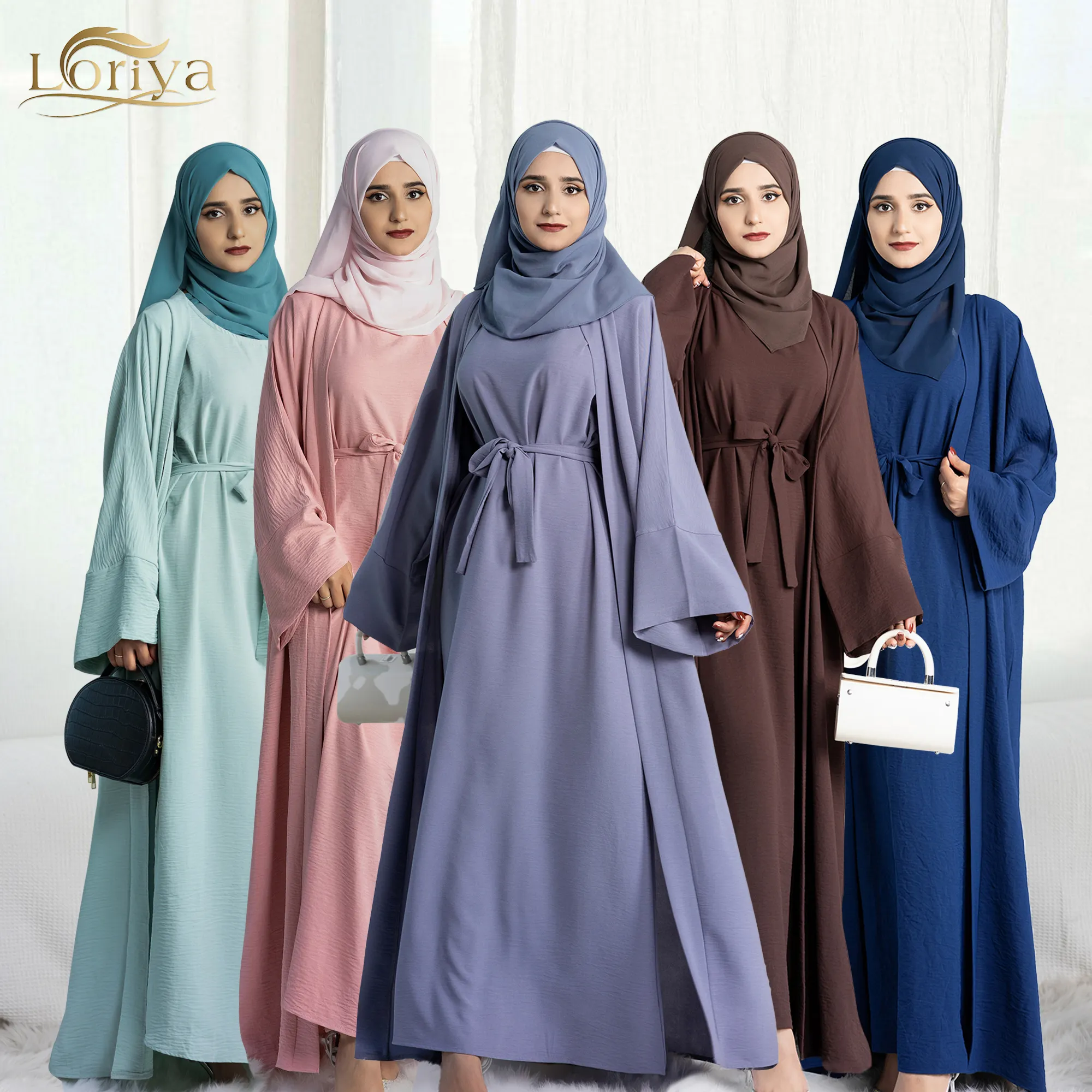 2022 Neueste Design 2-teilig Sets Abaya für Damen Dubai islamische Abaya Kleidung muslimisches Kleid-Sets islamische moderne Abaya Großhandel