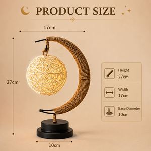 Ramadan Eid Crescent <b>Table</b> Warm White Rattan Ball Light Battery Operated Islamic Festival Home Decorative <b>Lamp</b> - Product Image 4