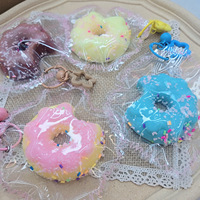 Porte-clés Donut Squishy Fait Main, Dessin Animé Mignon en TPR, Breloque Anti-Stress Esthétique, Pendentif pour Clés