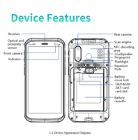 PDA Android robuste IP68 pour entrepôt, collecteur de données portable, scanner de codes-barres, smartphone industriel