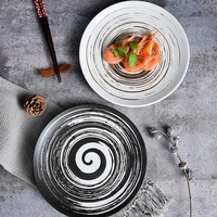Japandi Assiette plate ronde en céramique écologique Assiette à sushi vintage pour restaurant et hôtel en gros