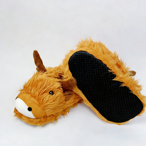 Chaussons bottes d'intérieur antidérapants en peluche douce et moelleuse motif vache des Highlands pour femme et <span class=keywords><strong>homme</strong></span>, collection hiver - Product Image 3