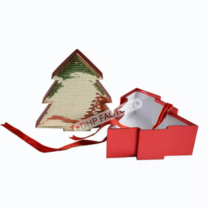 Couvercle de bonbon et boîte de papier de base en forme <span class=keywords><strong>d</strong></span>'arbre de Noë<span class=keywords><strong>l</strong></span> personnalisés Conteneur de chocolat à biscuits vide recyclable de qualité alimentaire pour emballage cadeau - Product Image 2