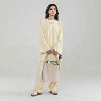 Lignes 2025 Jaune Clair En Gros Usine Modal Air-couche Tissu Musulman Femmes Robe Grande Taille Deux Ensembles De Tops D'été