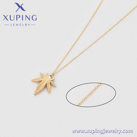 XUPING JEWELRY Collier Pendentif Feuille d'Érable Plaqué Or 14K, Bijou Simple, Délicat et Polyvalent