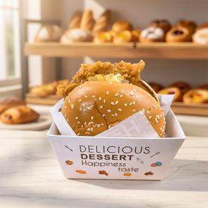 Boîte d'emballage personnalisée <span class=keywords><strong>en</strong></span> papier imprimé pour cupcakes, pain, sandwichs, hamburgers, toasts, gaufrettes, beignets, <span class=keywords><strong>biscuits</strong></span>, boîte à emporter pour boulangerie avec couvercle - Product Image 1