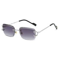 Lunettes de soleil de créateur 2026 UV400 en métal, style chariot de courses, avec logo, monture sans cerclage taillée diamant, lunettes de soleil tendance