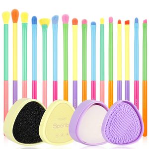 Docolor ชุดแปรงแต่งหน้ามืออาชีพ16ชิ้นแปรงผสมอายแชโดว์สีทึบรวมอุปกรณ์ทำความสะอาดแก้มที่มีสีสัน - Product Image 3