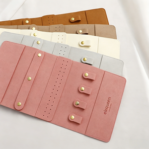 Pochette de voyage pliable en microfibre de luxe avec logo personnalisé pour bijoux, organiseur de bijoux pour bagues, colliers, boucles d'oreilles, bracelets - Product Image 6