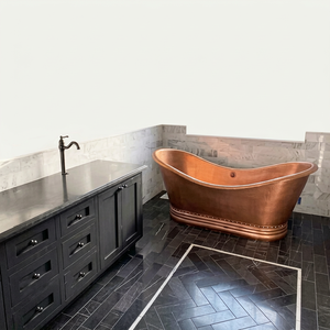 Bañera de Cobre Ovalada Independiente para Renovación Residencial, Bañera de Metal para Remojo - Product Image 1