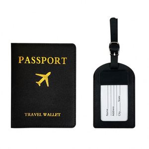 Étiquette de bagage en cuir PU en gros, porte-nom et adresse pour bagages d'avion, étiquette d'identification de valise personnalisée avec lettre - Product Image 1
