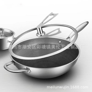 Stainless Steel Wok 32Cm Full Honeycomb Non-Coated Non-Stick For Stir Fry Cooking - Product Image 5