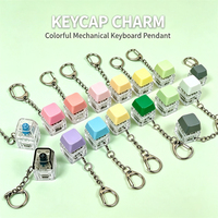 Wholesale Promotion Gift Custom Printing Stress Relief Light Colorful Keyboard Button Fidget Keycap Toy With Keychain