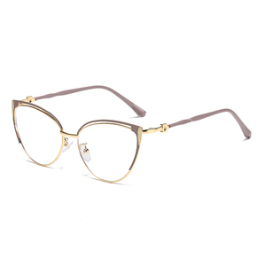 Produsen Kacamata Anti-biru Wanita Model Mata Kucing Retro Metal 2024 Grosir - Product Image 4