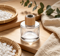 DY-C-125 DYEAH 30ml/50ml Vente en gros de diffuseurs en verre ronds avec couvercle en bois naturel, flacon vide pour parfum, pour l'aromathérapie