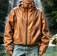Veste de pluie réactive à l'eau personnalisée de haute qualité motif guépard, doublure personnalisée révélant un imprimé léopard, coupe-vent à changement de couleur
