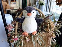 Pingüino de peluche suave para niños, juguete de pingüino gris
