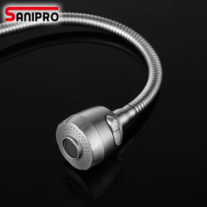 SANIPRO хорошая цена OEM Однорычажный Выдвижной Смеситель для раковины распылитель смеситель из нержавеющей стали 304 настенный кухонный кран - Product Image 4