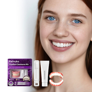 Ensemble complet de prothèses dentaires naturelles supérieures et inférieures en silicone, fausses dents, appareil dentaire confortable, sourire instantané et confiant, kit d'hygiène buccale - Product Image 2