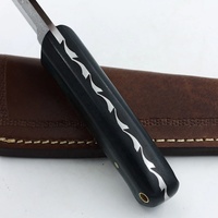 Pisau Saku Baja Damaskus Bilah Tetap Sarung Kulit Micarta untuk Berburu dan Berkemah di Luar Ruangan OEM Dapat Disesuaikan Harga Grosir Garansi 3 Tahun