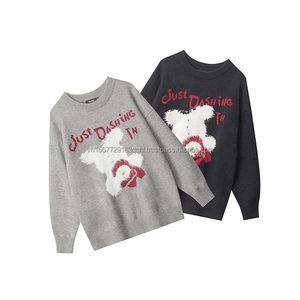 Suéter Personalizable con Diseño de Letras y Dibujos Animados, Cuello Redondo, Holgado, para Otoño e Invierno, Tejido Jacquard, para Hombre y Mujer - Product Image 6