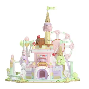 Wekki 516802 Lighted Girls Princess Castle Music Fairytale Rotating Ferris wheel Kids Roleplay Kits Gifts Building Blocks Sets