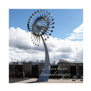 Sculpture cinétique abstraite moderne de grande taille pour extérieur en acier inoxydable 304, <span class=keywords><strong>art</strong></span> métallique poli effet miroir, moulé avec expertise pour la décoration - Product Image 1