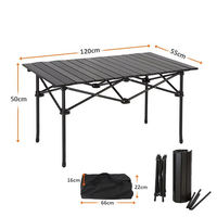 Table pliante en acier au carbone de petite taille, portable pour le camping, table roulante en métal pour l'extérieur