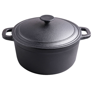 <span class=keywords><strong>Cocotte</strong></span> <span class=keywords><strong>en</strong></span> <span class=keywords><strong>fonte</strong></span> sans revêtement avec couvercle, à double poignée, pour soupes et ragoûts, compatible gaz et induction - Product Image 1