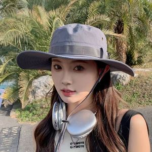 Sombrero de Pescador de Ala Ancha, Protección Solar, Transpirable, para Exteriores, Unisex, Color Sólido, Poliéster - Product Image 4