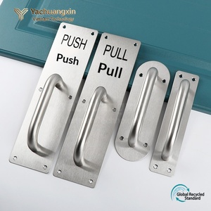 Manijas de Empuje y Tracción para Puertas de Acero Inoxidable Negro, Herrajes de Placa Plana para Instalación en el Hogar - Product Image 3