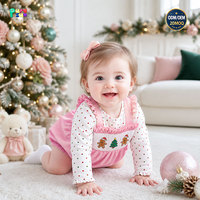 Ensemble de vêtements pour bébé fille Puresun Pink Christmas, broderie de bonhomme en pain d'épices, à pois, manches longues, tenue de fête boutique