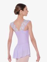 Justaucorps de ballet violet clair sans manches en dentelle, jupe en mousseline de soie, costumes de danse et d'entraînement