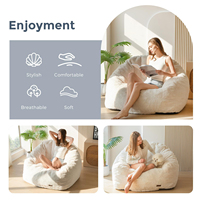Meilleur Prix – Nouveau Pouf/Sofa Paresseux XL en Fausse Fourrure Super Douce et Lavable, Portable pour Intérieur, avec Mousse à Mémoire de Forme – Modèle 2025 Beige