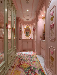 Armario <span class=keywords><strong>Vestidor</strong></span> Rosa para Niña, Armario Personalizado con Lazo Dorado, Armario de Lujo con Lazo, Mueble de Princesa - Product Image 5