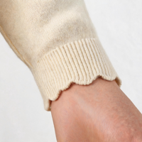 Cardigan ouvert léger en maille de haute qualité pour femme, col rond, simple boutonnage, bord festonné en ivoire massif